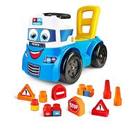 FÉVRIER - Motofeber Blocks Police, Jeu 3-en-1 sur Le Thème de la Police, Véhicule Porteur avec Panneau de Blocs et 10 Blocs de Formes Géométriques, Famosa (800013222)