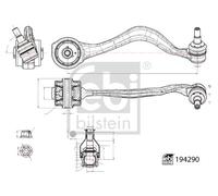 Bras de suspension Essieu avant droit barre oscillant transversal 194290