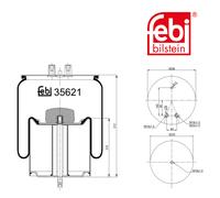 Febi Bilstein 35621 Sac De Suspension Avec Piston En Acier Pour Renault (RVI)