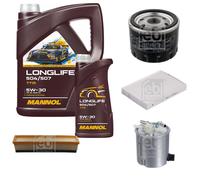 FEBI BILSTEIN Inspection set 6L MANNOL Longlife 504/507 5W-30 pour Dacia Logan