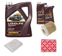FEBI BILSTEIN Inspection set 7L MANNOL Longlife 504/507 5W-30 pour Toyota Yaris