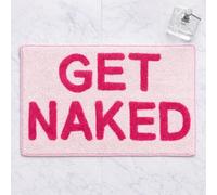 Feblilac Get Naked Tapis de bain antidérapant rose, 40 x 60 cm, moderne, touffeté, imprimé lettres, lavable en machine, intérieur, salle de bain, adulte, bébé, enfant, propriétaire d'animal domestique