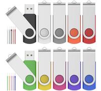 FEBNISCTE Clé USB 128MB - Lot de 10 Clés 2.0 Mémoire Sticks Rotatifs - Petite Capacité PenDrive Lecteur Flash Multicolore avec Cordes