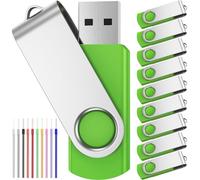 FEBNISCTE Lot de 10 clés USB 8 Go - 8 Go - Pliable - avec Articulation pivotante - Stockage de données - pour Cadeau de Remise de diplôme - Vert