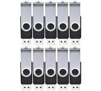 Febniscte USB 2.0 pivotant Lecteur Flash Memory Stick Pendrive, 128 MB, Noir, Lot de 10 G