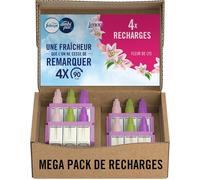 Febreze Désodorisant Électrique, Méga Pack de Recharges (4 Recharges de 20ml avec 3 Parfums en Alternance), Parfum Fleur de Lys, Combat les Odeurs en Continu, Fraîcheur Jusqu'à 90 Jours