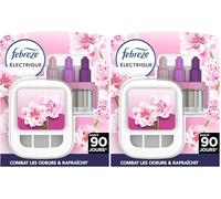 Febreze 3Volution Fleur Naissante Kit De Démarrage Diffuseur Électrique, Prise + 4 Recharges de 20ml, 3 Parfums en Alternance, Combat les Odeurs en Continu, Jusqu'à 90 Jours (Lot de 2)