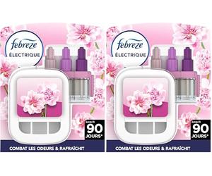 Febreze 3Volution Fleur Naissante Kit De Démarrage Diffuseur Électrique, Prise + 4 Recharges de 20ml, 3 Parfums en Alternance, Combat les Odeurs en Continu, Jusqu'à 90 Jours (Lot de 2)