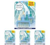 Febreze 3Volution Linge Frais Recharges pour Diffuseur Électrique, 2 Recharges de 20ml, 3 Parfums en Alternance, Combat les Odeurs en Continu, Jusqu'à 90 Jours (Lot de 4)