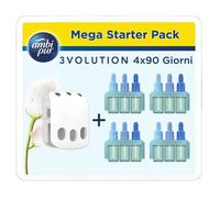 Febreze 3Volution Diffuseur Électrique Pureté De Coton, Kit Complet (Prise + 4 Recharges de 20ml), Désodorisant Maison avec Programmation Intelligente, Pour Un An de Fraîcheur