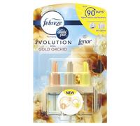 Febreze 3Volution Recharge de désodorisant à brancher 20 ml Orchidée dorée 3 parfums alternés pour éliminer les odeurs