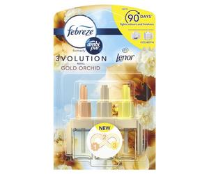 Febreze 3Volution Recharge de désodorisant à brancher 20 ml Orchidée dorée 3 parfums alternés pour éliminer les odeurs