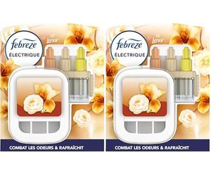 Febreze 3Volution Souffle Précieux Kit De Démarrage Diffuseur Électrique, Prise + Recharge de 20ml, 3 Parfums en Alternance, Combat les Odeurs en Continu, Jusqu'à 90 Jours (Lot de 2)
