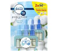 Febreze Ambi Pur 3Volution Air Freshener Plug-In Diffuser Refill, Odour Eliminator, Cotton Fresh, Package may vary, 2 x 20ml, Pack of 1