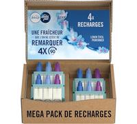 Febreze Désodorisant Électrique, Méga Pack de Recharges (4 Recharges de 20ml avec 3 Parfums en Alternance), Parfum Eveil Printanier de Lenor, Combat les Odeurs en Continu, Fraîcheur Jusqu'à 90 Jours