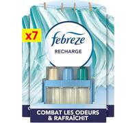 Febreze Désodorisant Électrique Recharges (7 Recharges de 20ml avec 3 Parfums en Alternance), Parfum Linge Frais, Combat les Odeurs et Rafraîchit Jusqu'à 90 Jours