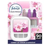 Febreze Kit De Démarrage Diffuseur Électrique Parfum Fleur naissante, Prise + Recharge de 20ml, 3 Parfums en Alternance, Combat les Odeurs et Rafraîchit Jusqu'à 90 Jours