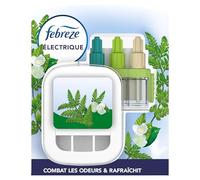 Febreze Kit De Démarrage Diffuseur Électrique Parfum Rosée du Matin, Prise + Recharge de 20ml, 3 Parfums en Alternance, Combat les Odeurs et Rafraîchit Jusqu'à 90 Jours