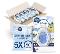 Febreze Petit Coin Pureté De Coton, Pack de 5 Désodorisants WC Sans Électricité, Combat et Prévient les Odeurs, Protège les Surfaces Souples, Fraîcheur Continue Jusqu'à 45 Jours