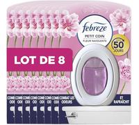 Febreze Petit Coin, Désodorisant WC En Continu (7.5ml x8), Parfum Fleur Naissante, Combat Les Odeurs en Continu, Fraîcheur Jusqu'à 50 Jours