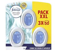 Febreze Petit Coin Linge Frais, Lot de 3 Désodorisants WC Sans Électricité, Combat et Prévient les Odeurs, Technologie OdourClear, Activation Simple, Fraîcheur Continue Jusqu'à 50 Jours