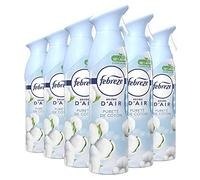 Febreze Pureté De Coton Aérosol Désodorisant 6x300 ml, Élimine Les Odeurs Et Laisse Un Parfum Frais Dans Votre Voiture Ou Maison