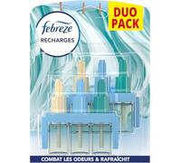 Febreze Recharges pour Diffuseur Électrique, Parfum Linge Frais, 2 recharges de 20ml, 3 Parfums en Alternance, Combat les Odeurs et Rafraîchit Jusqu'à 90 Jours
