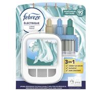 Febreze 3Volution Linge Frais Kit De Démarrage Diffuseur Électrique, Diffuseur + Recharge de 20ml, 3 Parfums en Alternance, Combat les Odeurs en Continu, Jusqu'à 90 Jours