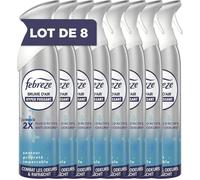Febreze Spray Aérosol Désodorisant Pureté De Coton (8 x 185 ml), Éliminateur D¿Odeur, 100% Naturel