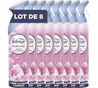 Febreze Spray Désodorisant (185ml x8), Fleur Naissante, 2en1, Combat Efficacement Les Odeurs, Laisse Un Parfum Frais