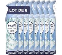 Febreze Spray Désodorisant (185ml x8), Linge Frais, 2en1, Combat Efficacement Les Odeurs, Laisse Un Parfum Frais