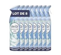 Febreze Spray Désodorisant Linge Frais, Lot de 8x185ml, Éliminateur d'Odeurs avec Technologie OdourClear, Parfum Fleurs Fraîches Printanières, Gaz Propulseur 100% Naturel, Non-Inflammable