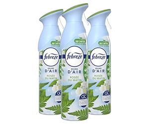 Febreze Spray Désodorisant Maison, 3 unités (3x 300 ml), Pour Élimination Et Prévention Des Odeurs, Rosée Du Matin