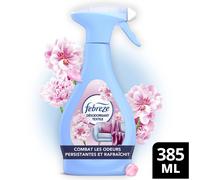 Febreze Spray Désodorisant Textile 385ml, Fleur Naissante, Combat Les Odeurs Emprisonnées Dans Les Tissus, Laisse Un Parfum Frais