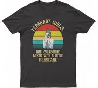 February Girl are Sunshine Mixed with A Little Hurricane, Fashion T-T-Shirts à Manches Courtes(Large)