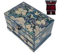 February Mountain Boîte à bijoux coréenne en nacre - Boîte à souvenirs à 2 tiroirs avec miroir, organiseur de bijoux oriental traditionnel - Cadeau pour femme, maman, épouse, anniversaire de mariage