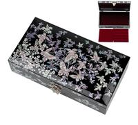 February Mountain Boîte à bijoux coréenne faite à la main en nacre avec plateau à bagues amovible - Cadeaux de Noël, de mariage, d'anniversaire pour les femmes