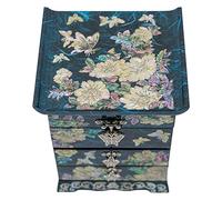 February Mountain Boîte à bijoux en nacre avec 2 tiroirs - Cadeau pour femme, maman, épouse, meilleure amie, anniversaire, fête des mères, mariage, Saint-Valentin (Bleu)