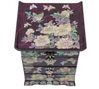 February Mountain Boîte à bijoux en nacre avec 2 tiroirs - Cadeau pour femme, maman, épouse, meilleure amie, anniversaire, fête des mères, mariage, Saint-Valentin (Violet)