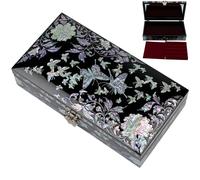 February Mountain Boîte à Bijoux en Nacre avec Design de Papillon Coréen - Pour Femmes, Anniversaire, Fête des Mères et Occasions Spéciales