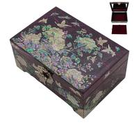 February Mountain Boîte à bijoux en nacre - Cadeau de fête des mères - Boîte à bijoux faite à la main pour maman de la part de sa fille, motif fleur et papillon