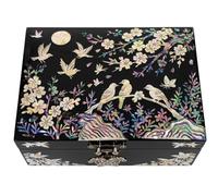 February Mountain Boîte à bijoux en nacre - Cadeau papillon pour femme, anniversaire, mariage, fête des mères, Noël, remise de diplôme (Oiseaux et Fleurs)