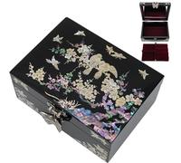 February Mountain Boîte à bijoux en nacre - Cadeau papillon pour femme, anniversaire, mariage, fête des mères, Noël, remise de diplôme (Fleur de prunier)