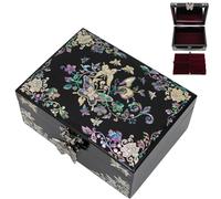 February Mountain Boîte à bijoux en nacre - Excellent cadeau pour femme, anniversaire, mariage, fête des mères, Noël, remise de diplôme (Floral papillon)