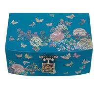 February Mountain Boîte à bijoux rose en nacre pour femme, fille, épouse, boucles d'oreilles, bracelets, bagues, montres, cadeaux d'anniversaire, de Noël pour femme (Blue)