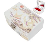 February Mountain Boîte à bijoux rose en nacre pour femme, fille, épouse, boucles d'oreilles, bracelets, bagues, montres, cadeaux d'anniversaire, de Noël pour femme (White_Crane)