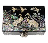 February Mountain Boîte à Bijoux Traditionnelle Coréenne en Nacre, Petit Modèle avec Design de Grue - Cadeaux pour Femmes pour la Fête des Mères, Noël, Mariage, Anniversaire