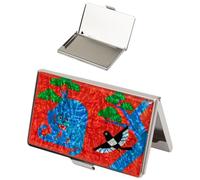 February Mountain Étui pour cartes de visite en nacre - Cadeau traditionnel coréen - Porte-cartes fin en métal pour cartes de visite et de crédit, portefeuille de poche (tigre bleu)