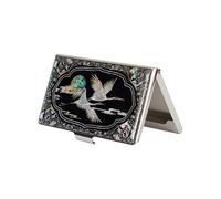 February Mountain Étui pour cartes de visite en nacre - Cadeau traditionnel coréen, support fin en métal pour cartes de visite et de crédit, portefeuille de poche, protection anti-RFID, multicolore