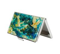 February Mountain Étui pour cartes de visite en nacre - Cadeau traditionnel coréen, support fin en métal pour cartes de visite et de crédit, portefeuille de poche, multicolore, Grue verte